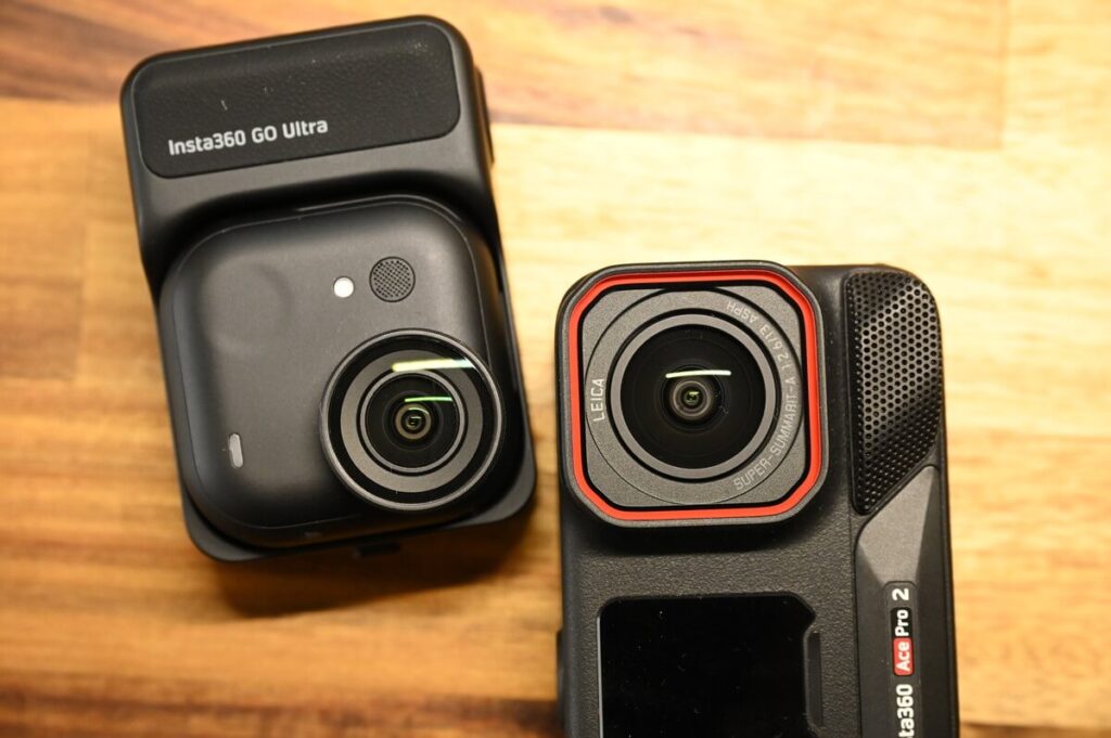 Insta360 Ace Pro 2とGO Ultraの比較(レンズ部分)