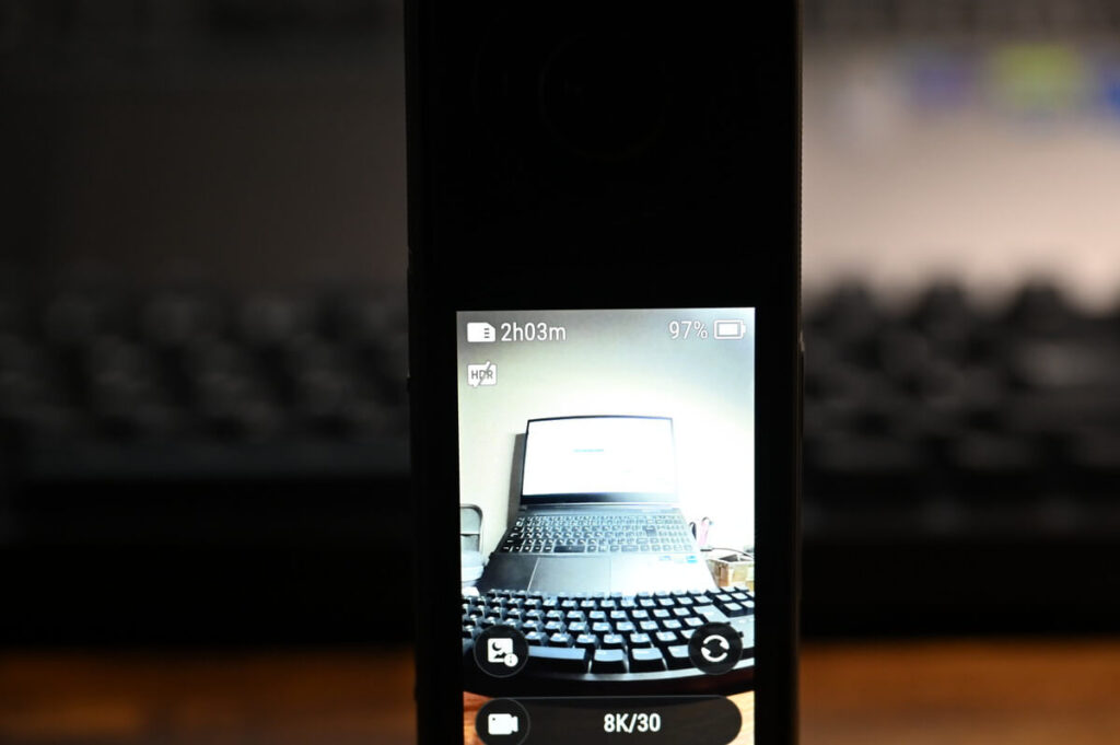 Inst360 X5に128GBのSDカードを入れた時の撮影時間表示