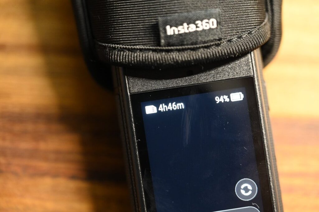 Inst360 X4 Airに512GBのSDカードを入れた時の撮影時間表示